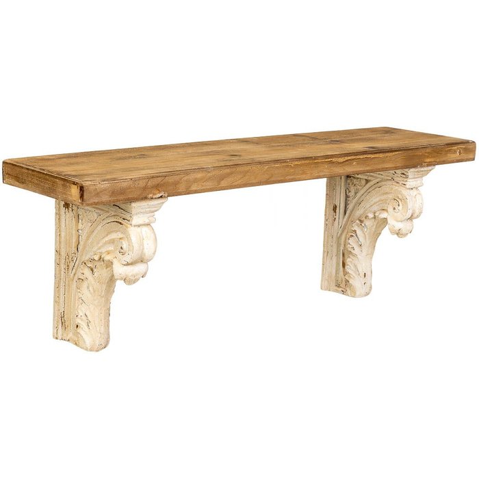 Estante de pared de magnesio y madera marrón y blanco 110x29x40h cm