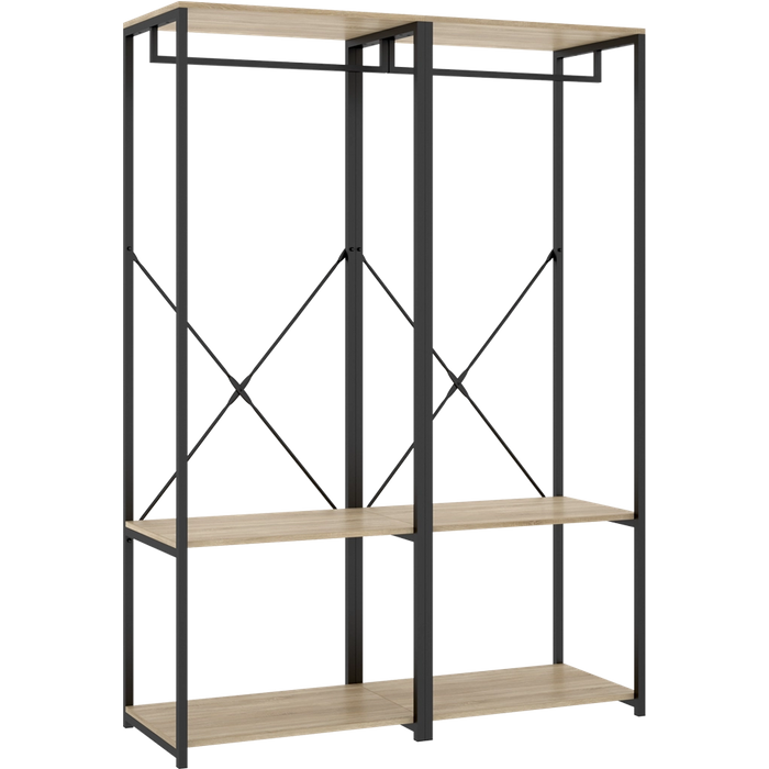 Armario vestidor metalico trok ancho 120cm - roble/metalico - homekit