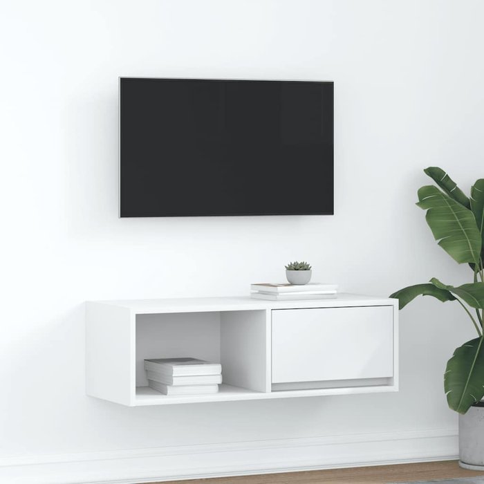 Mueble de tv blanco 80x31x25,5 cm madera contrachapada