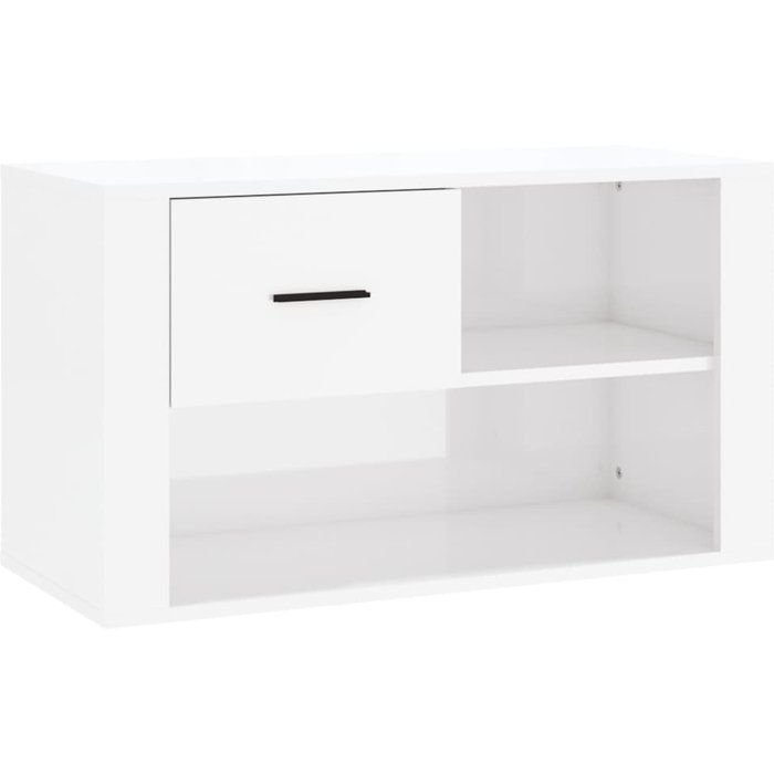 Mueble zapatero madera contrachapada blanco brillo 80x35x45 cm - comfortxl