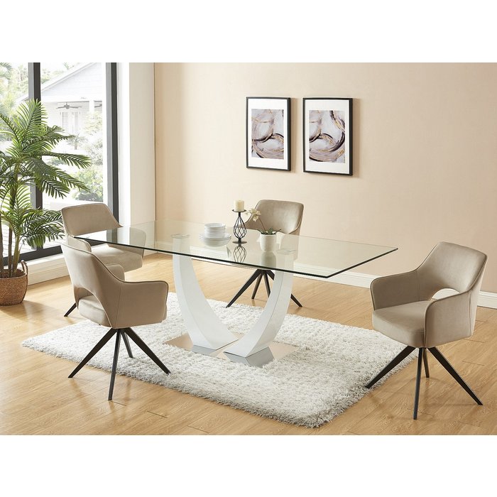 Silla giratoria con reposabrazos de terciopelo y metal negro - beige - konya