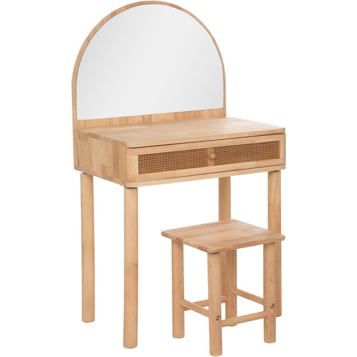 Wellhome tocador + taburete 55x35x100 cm en beige de madera