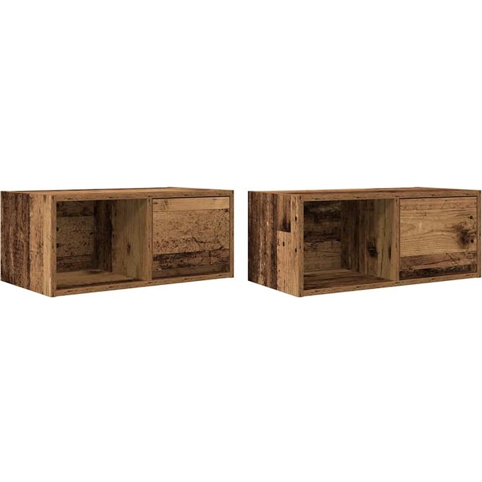 Muebles de tv 2 uds 60x31x25,5 cm madera ingeniería envejecida - comfortxl