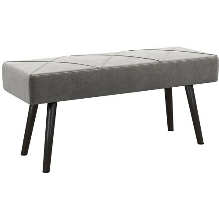 Banco acolchado efecto terciopelo, gris, 100x36x45 cm, hasta 120 kg - comfortxl