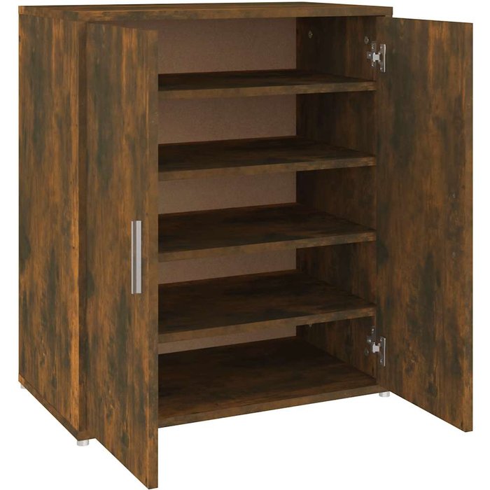 Mueble zapatero madera contrachapada roble ahumado 60x35x70 cm - comfortxl