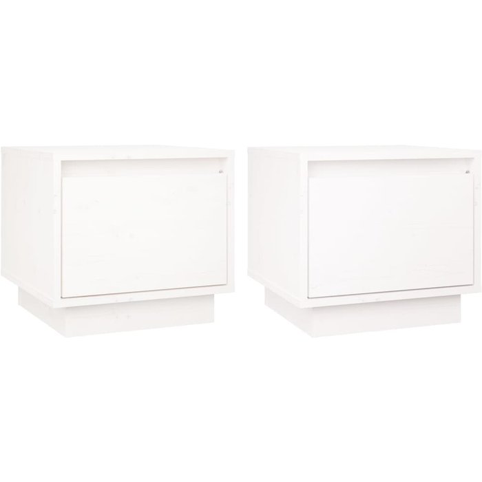 Mesitas de noche 2 uds madera maciza de pino blanco 35x34x32 cm - comfortxl