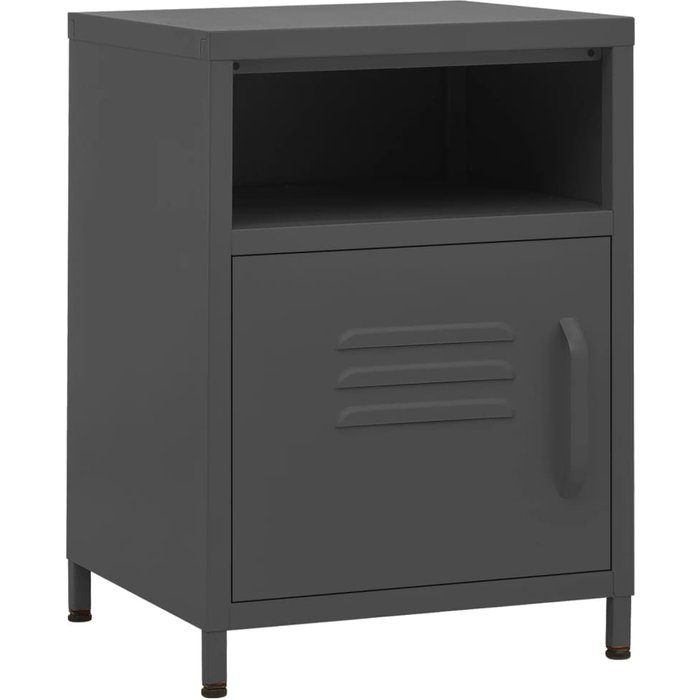 Mesita de noche,mesilla de noche de acero antracita 35x35x51 cm cfw86041