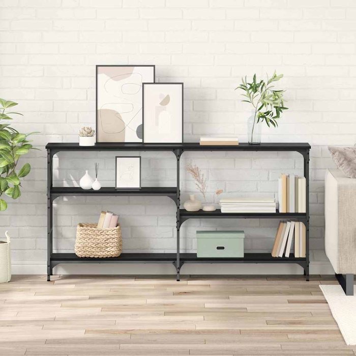 Mesa consola, roble negro, 150 x 29 x 76,5 cm, madera de ingeniería.