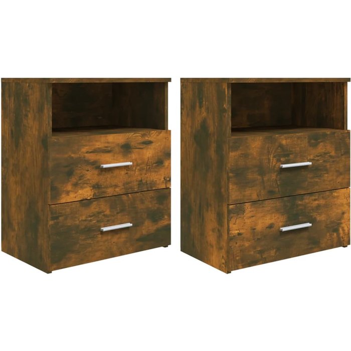 Mesitas de noche de 2 piezas, roble ahumado, 50x32x60 cm