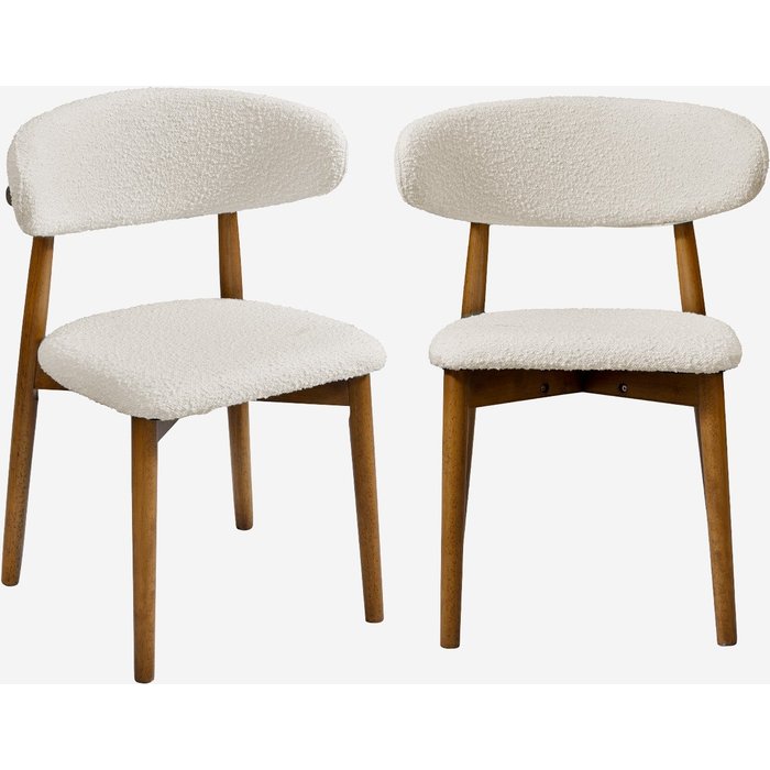 Silla de madera de hevea y tejido borreguito, set de 2 nogal - 57x50.5x79 cm