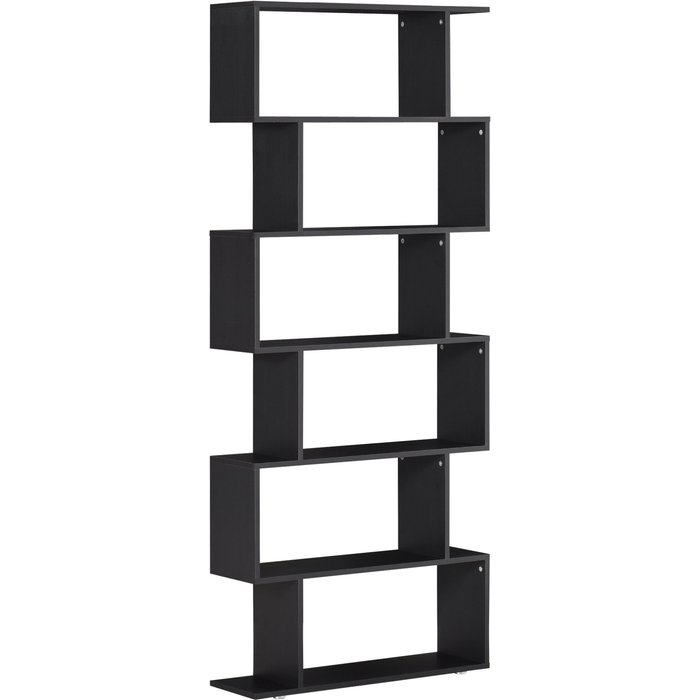 Estantería 6 baldas madera negra 80x25x192cm - biblioteca moderna