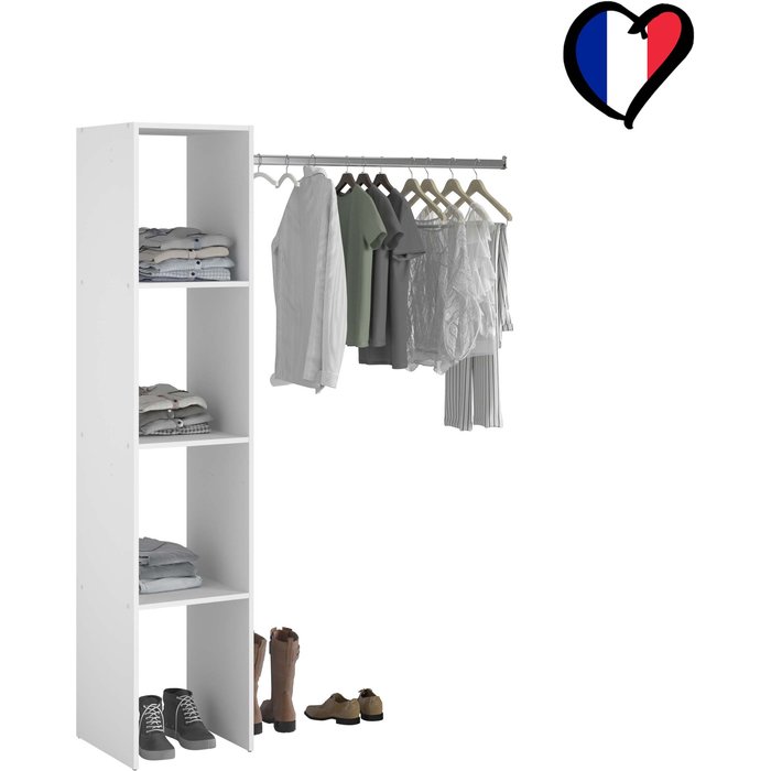 Elysee vestidor con 3 estantes + 1 armario de diseño y práctico blanco