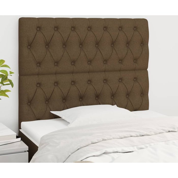 Cabeceros 2 uds marrón oscuro 90x7x78/88 cm tela