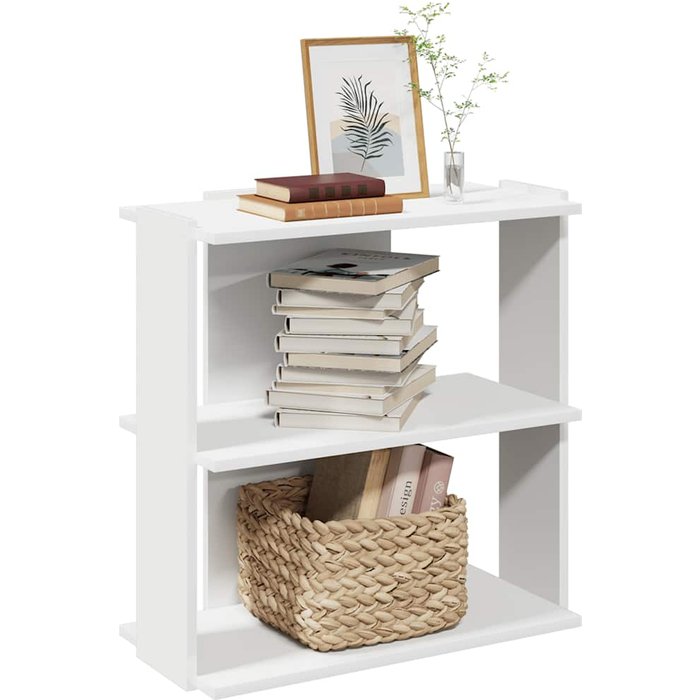 Librería de 3 niveles de madera contrachapada blanca 60x30x60 cm