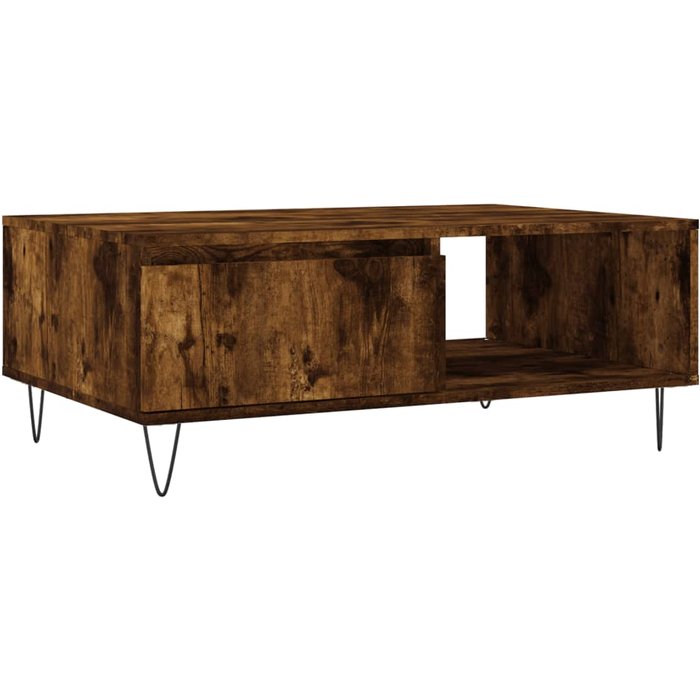 Mesa de centro de madera laminada de roble ahumado 90x60x35 cm - comfortxl