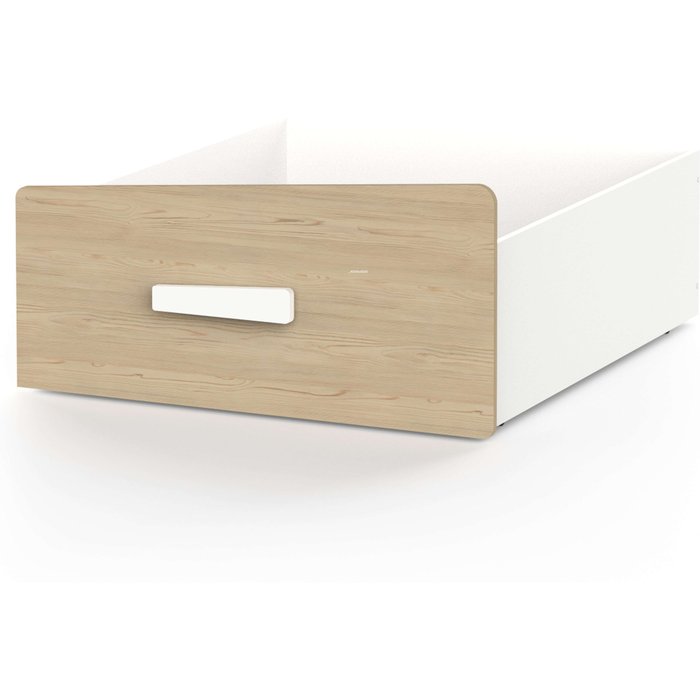 Cajón bajo cabane infantil blanco mate y roble claro 41x98 cm