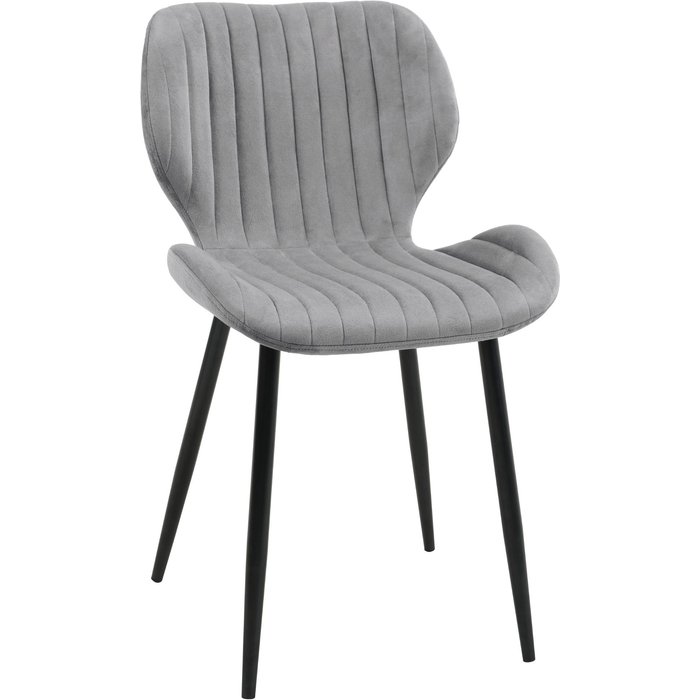 Silla tapizada en terciopelo con tapizado capitoné sj17 gris