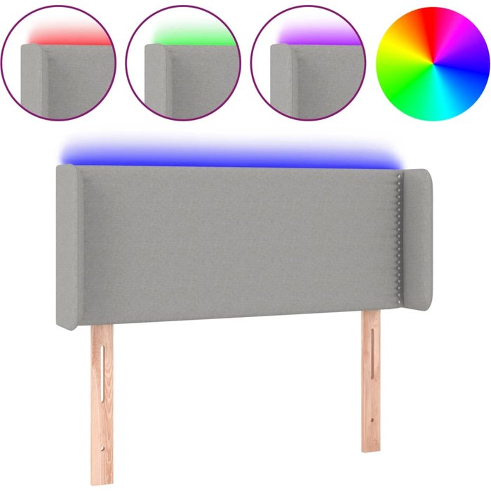 Cabecero con led de tela gris claro 93x16x78/88 cm - comfortxl