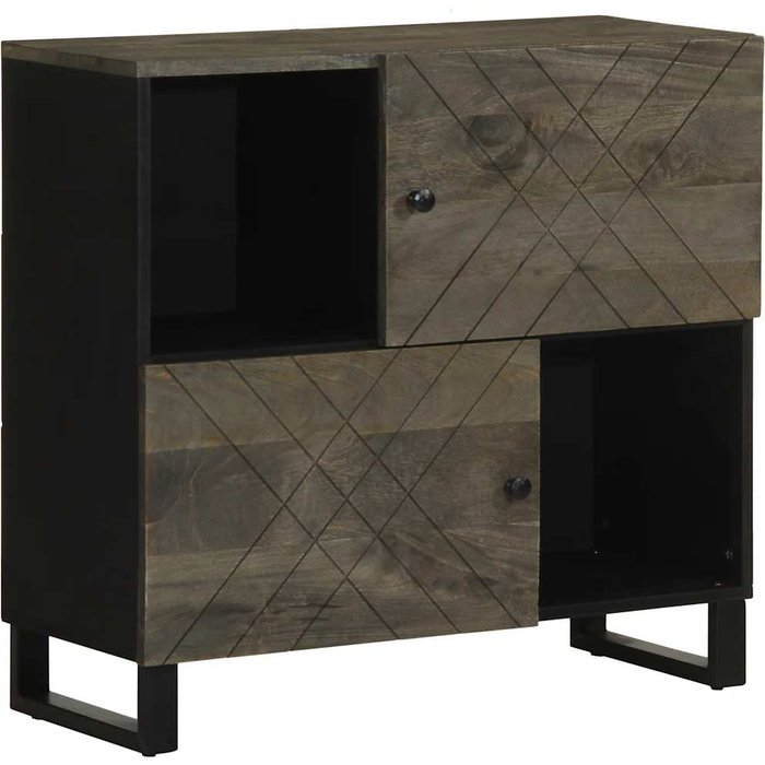 Aparador negro 80x33x75 cm madera maciza de mango