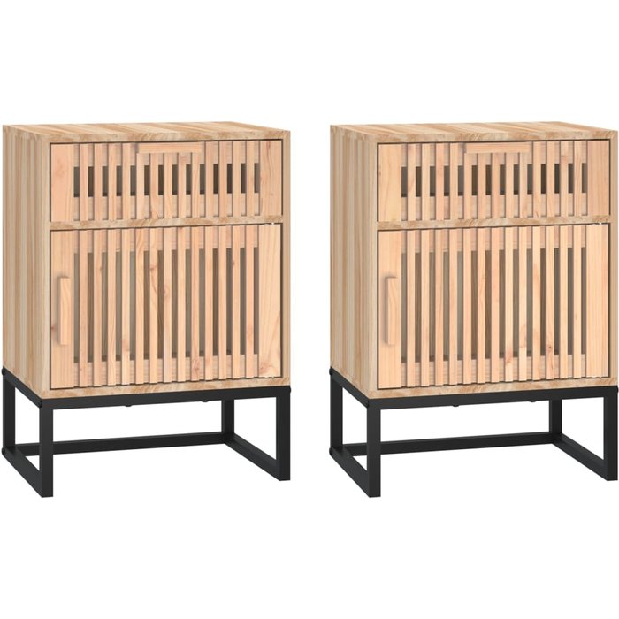 Mesitas noche 2 uds hierro y madera contrachapada 40x30x55,5 cm - comfortxl