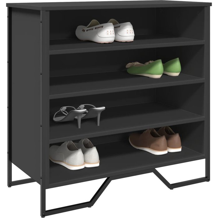 Zapatero negro 80x38x78 cm de madera contrachapada