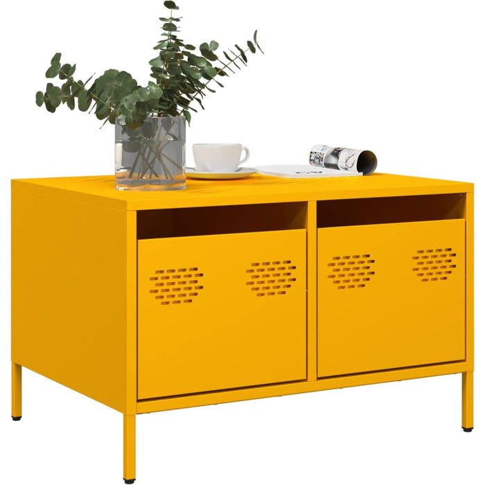 Mueble tv acero laminado en frío amarillo mostaza 68x50x43,5 cm