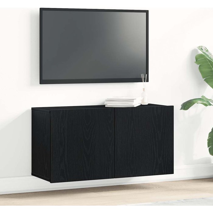 Maison exclusive - mueble de tv roble negro 80x30x41 cm madera de ingeniería