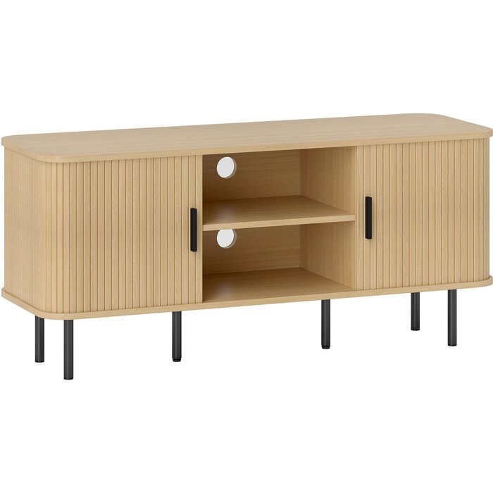 Mueble de tv homcom mdf roble 120x40x55 cm