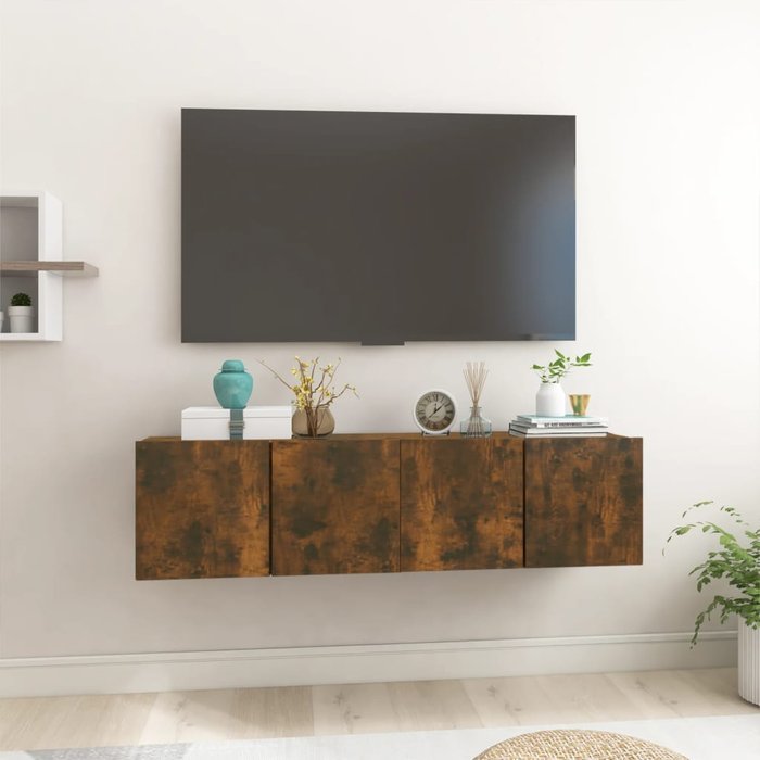 Muebles tv suspendidos 2 uds roble ahumado 60x30x30 cm