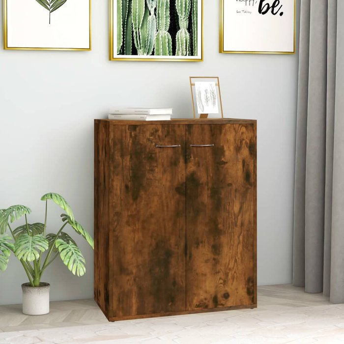 Aparador roble ahumado 60x30x75 cm madera contrachapada