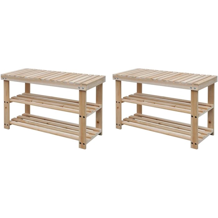 Zapatero 2 en 1 con mesa de trabajo 2 piezas madera maciza