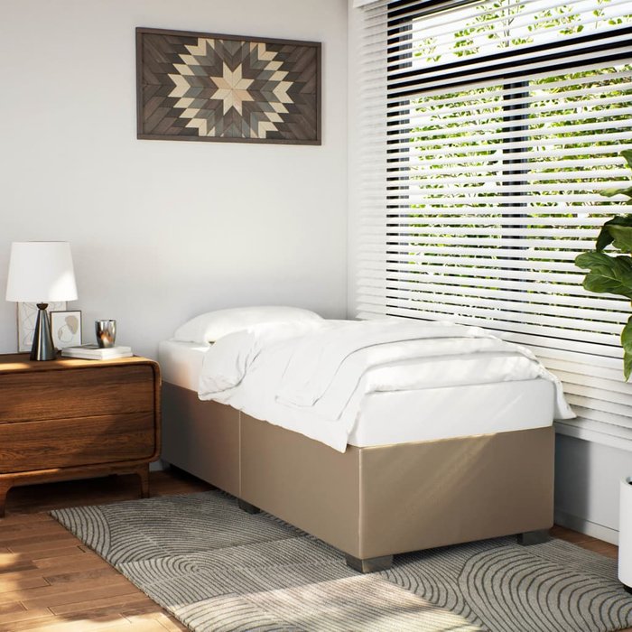 Estructura cama sin colchón cuero sintético capuchino 80x200 cm vidaxl
