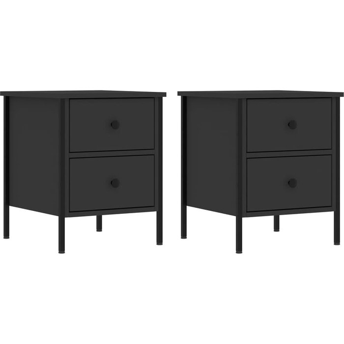 Mesitas de noche 2 piezas madera contrachapada negra 40x42x50 cm