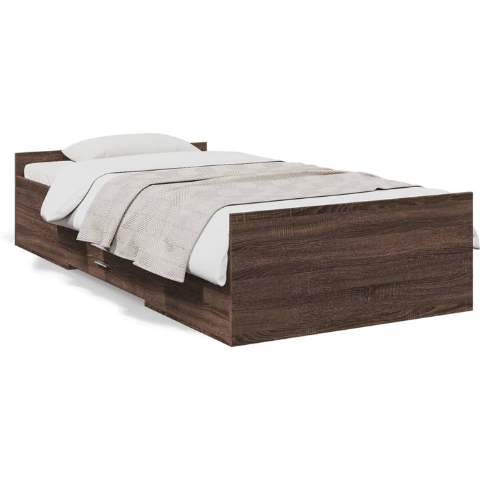 Vidaxl cama con cajones madera de ingeniería marrón roble 75x190 cm