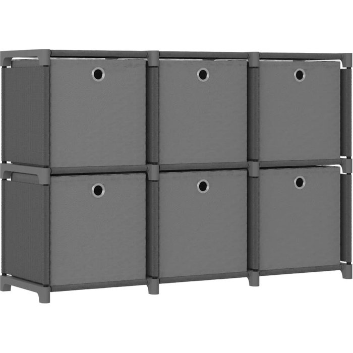 Estante expositor 6 cubos y cajas gris 103x30x72,5 cm tela