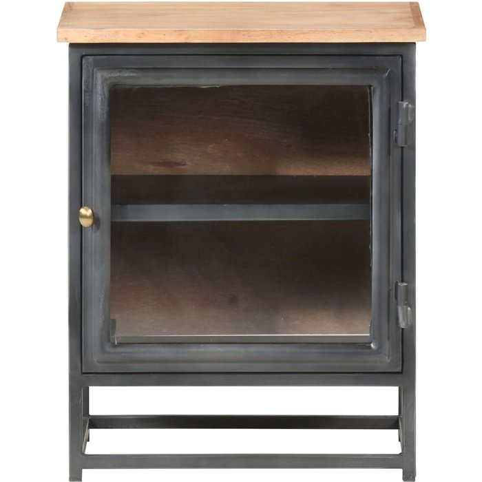 Mesita de noche gris 40x30x50 cm madera maciza de acacia