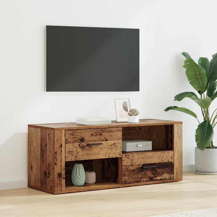 Mueble de tv de madera antigua 100 x 35 x 40 cm madera de ingeniería