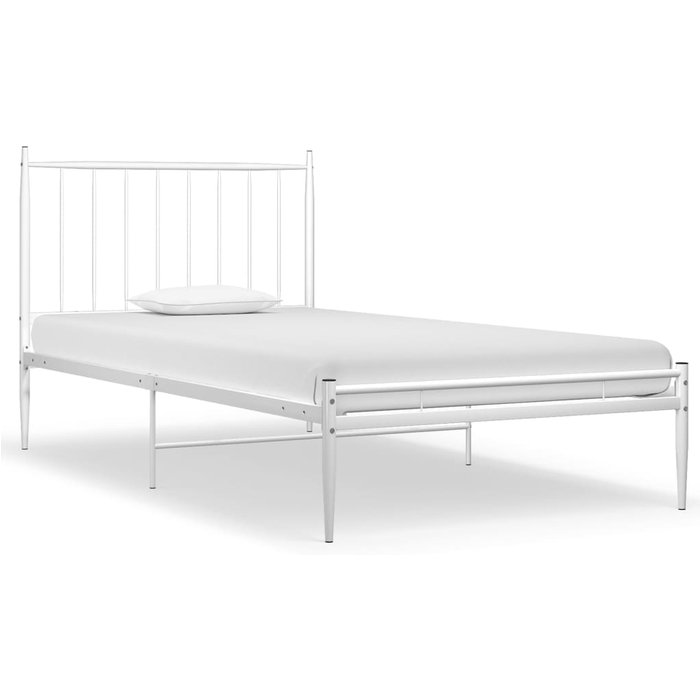 Estructura de cama sin colchón metal blanco 100x200 cm — comfortxl