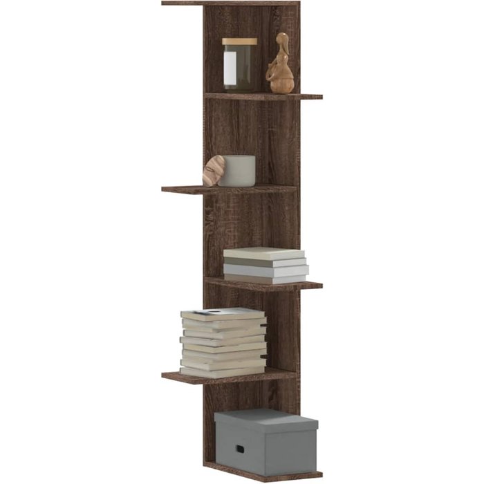 Estante de pared de esquina roble marrón madera contrachapada