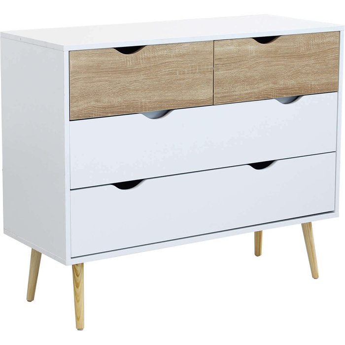 Mueble de madera natural con 4 cajones 99x39xh82 cm spencer