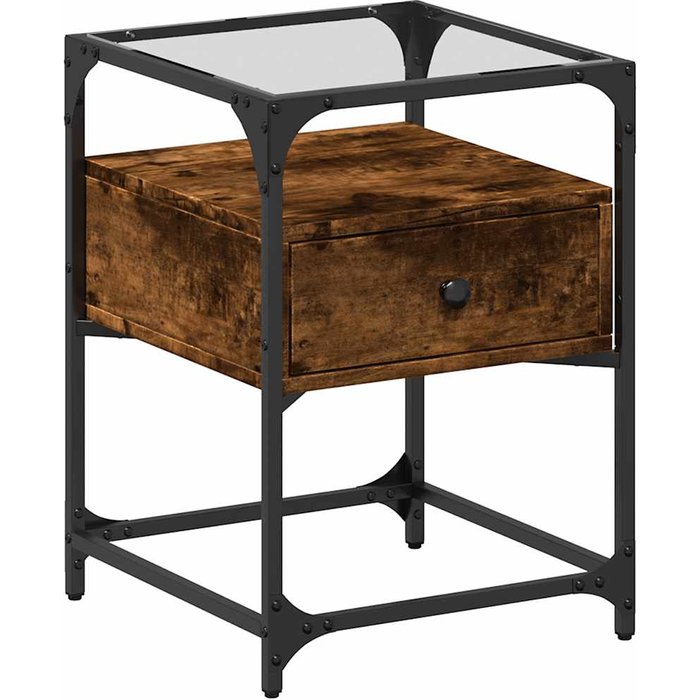 Mesita de noche madera de ingeniería roble ahumado 40x40x55 cm - comfortxl