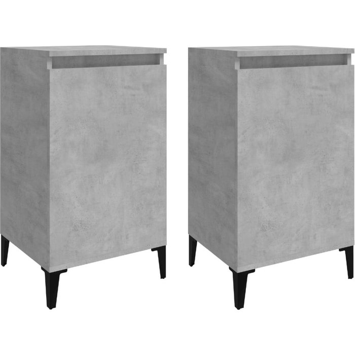 Mesitas de noche 2 piezas gris cemento 40x35x70 cm madera contrachapada