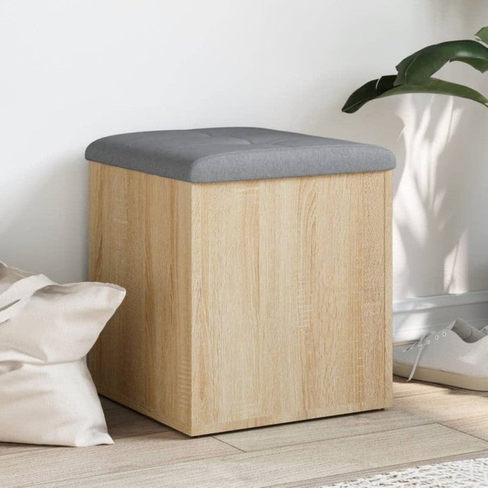 Vidaxl banco con almacenaje madera ingeniería roble sonoma 42x42x45 cm