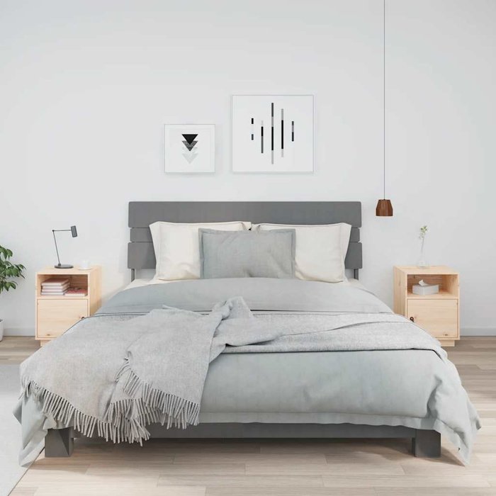 Mesitas de noche de 2 piezas, 40x34x55 cm, madera maciza de pino.