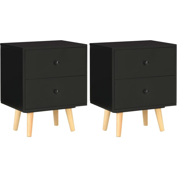 Mesitas de noche 2 unidades madera maciza pino negro 40x30x50cm