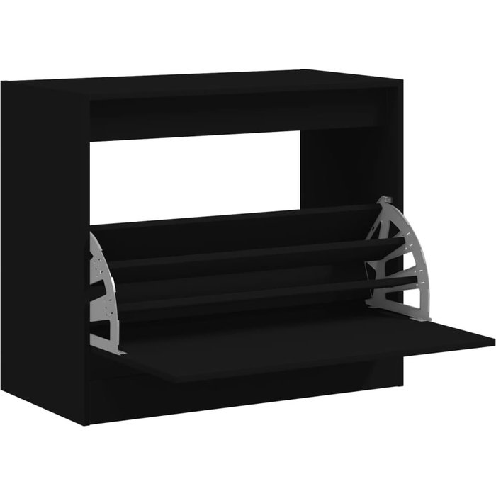 Zapatero de madera de ingeniería negro 80x42x69 cm - comfortxl