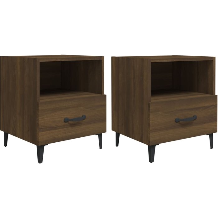 Mesitas de noche 2 piezas roble marrón madera contrachapada