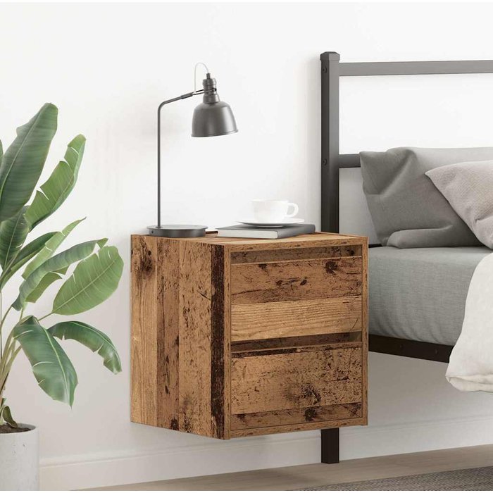 Mesita de noche de madera antigua de pared 38x34x40 cm