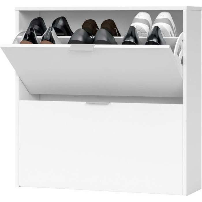 Zapatero de 2 puertas con capacidad para 16 pares, color blanco
