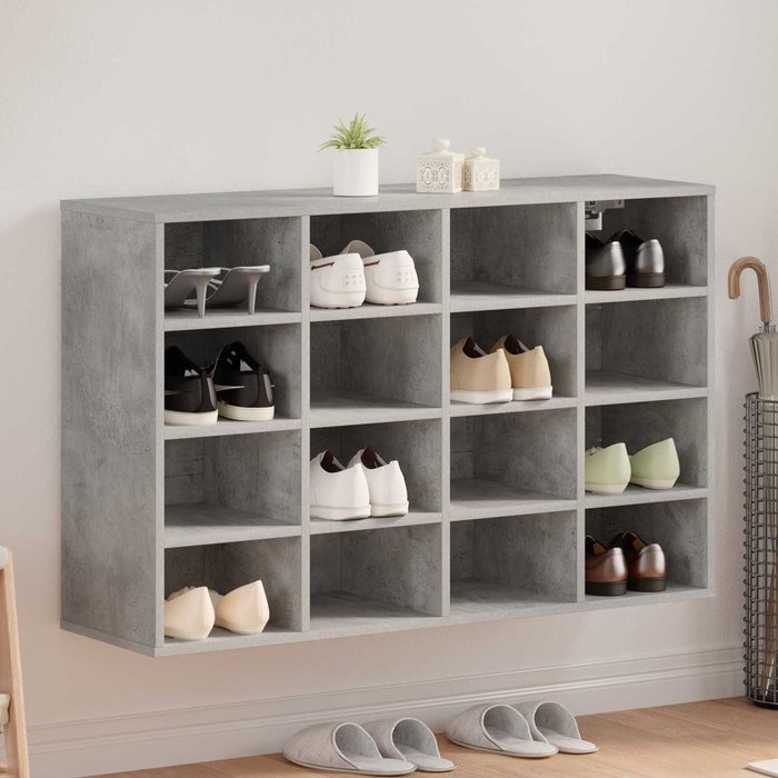 Zapatero con estante, gris hormigón, 103 x 30 x 67 cm